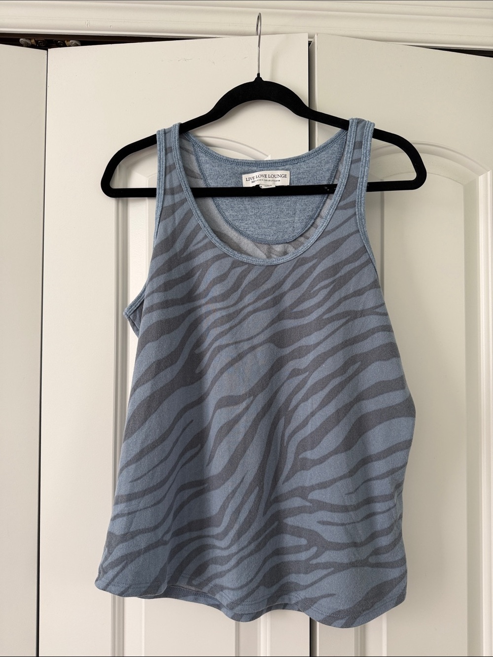 Karen Neuburger Blue Zebra-Print Scoop Neck Tank